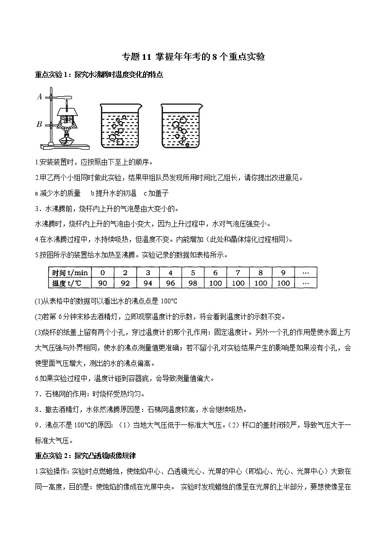 中考专题11 掌握年年考的8个重点实验第1页