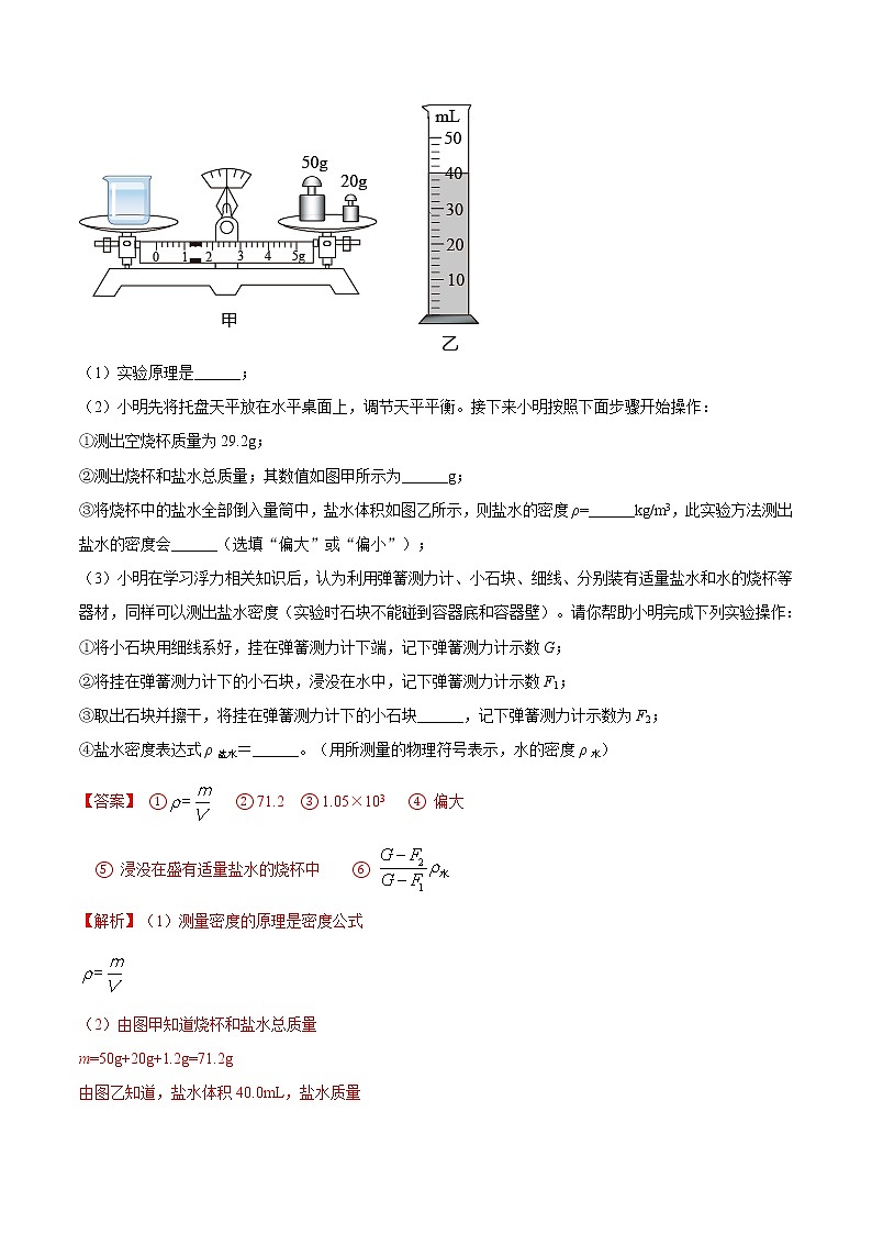 第48讲 中考物理特殊方法测密度1类实验(原卷版) 第2页