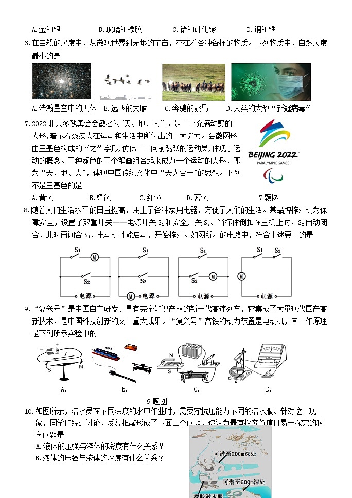 2022年山东省济南市平阴县中考一模物理试题第2页