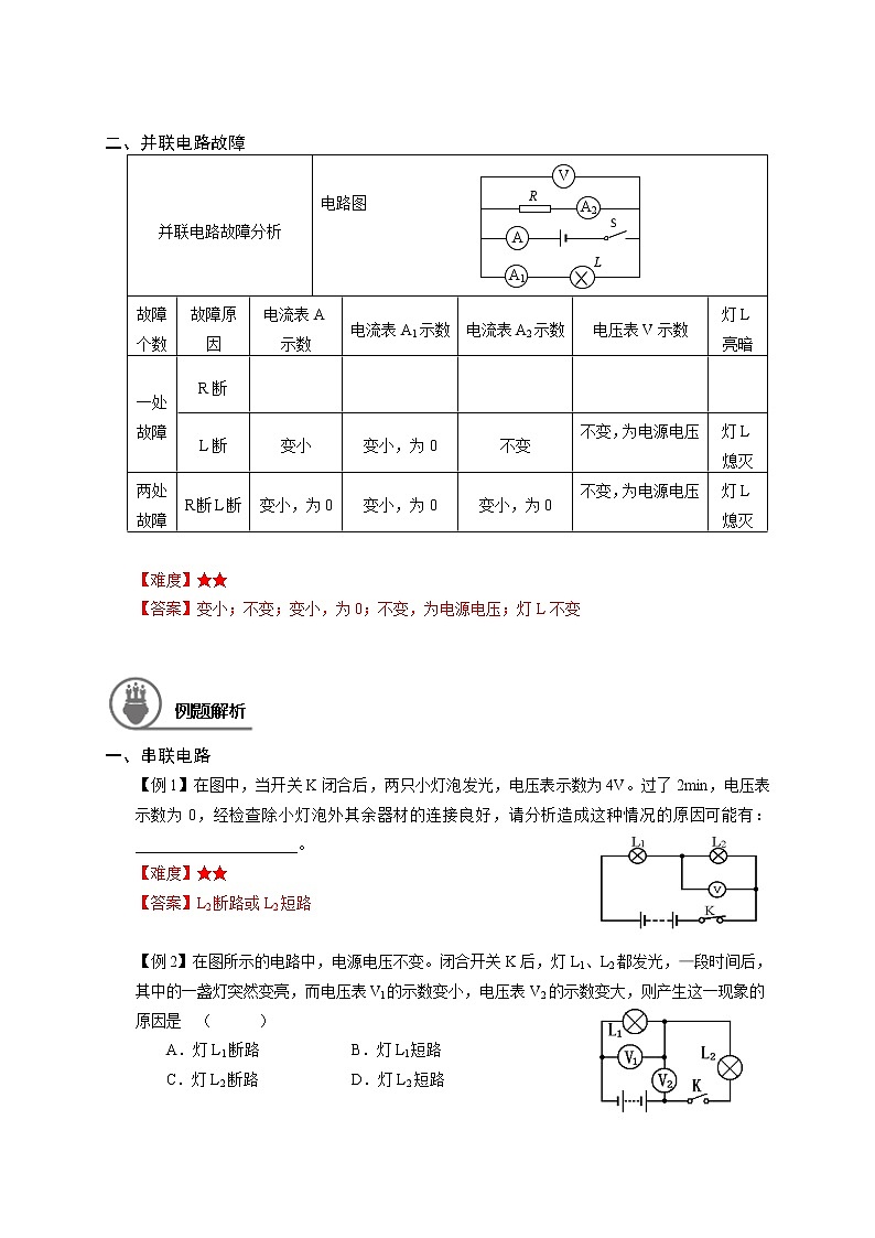 沪教版初中物理九年级专题复习知识点专练-16-电路故障03
