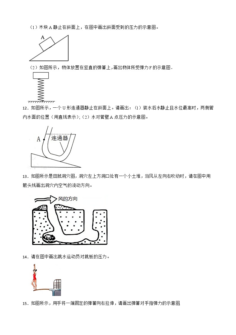 人教版物理八下期中复习:作图题专练及答案03