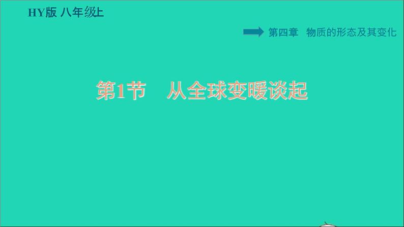 新版粤教沪版八年级物理上册第4章物质的形态及其变化4.1从全球变暖谈起习题课件第1页