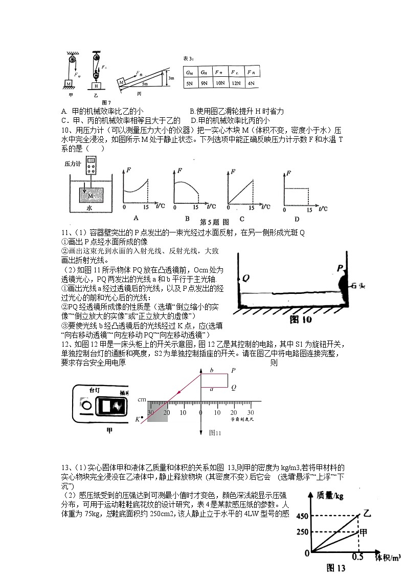 2022年广东省广州市天河区九年级中考二模物理试卷(word版)第3页