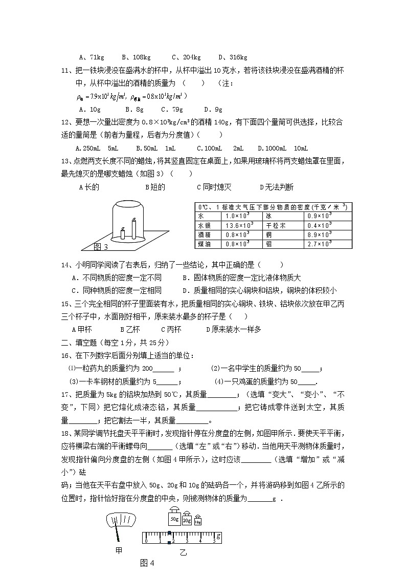 2023人教版八年級(jí)物理上冊(cè)第六章質(zhì)量與密度單元測(cè)試卷附答案第2頁(yè)