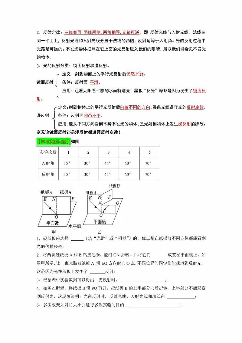 2022年中考物理实验专练4 探究光反射实验(学生版+解析版)第2页