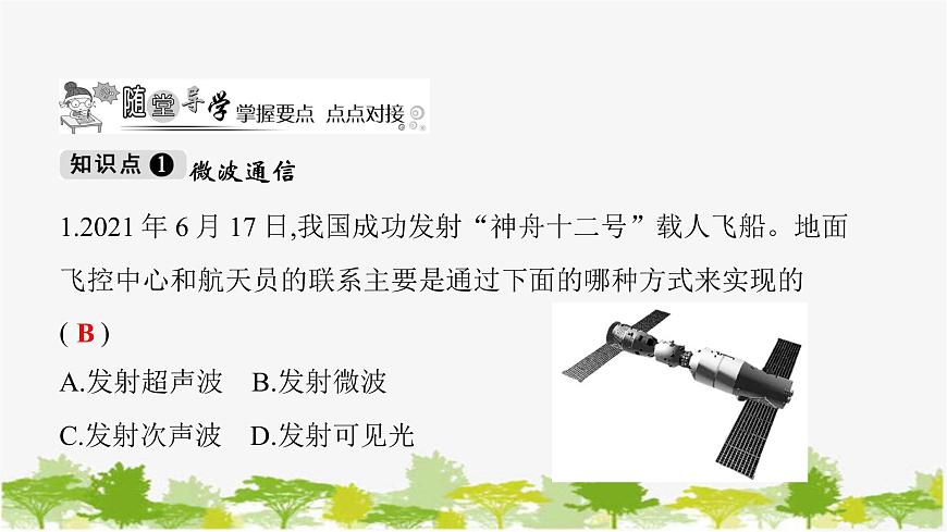 人教版物理九年級下冊第21章第4節(jié) 越來越寬的信息之路　習(xí)題課件(共19張PPT)第3頁