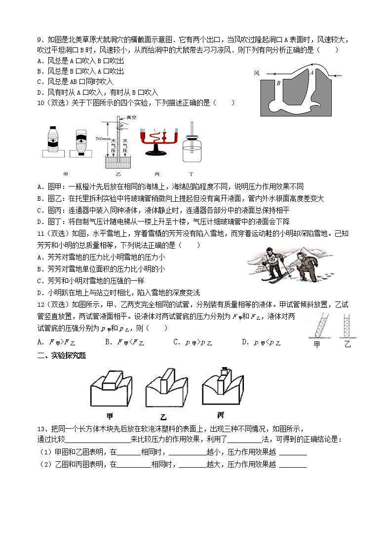 第九章 压强2021-2022学年人教版物理八年级下期末复习第2页