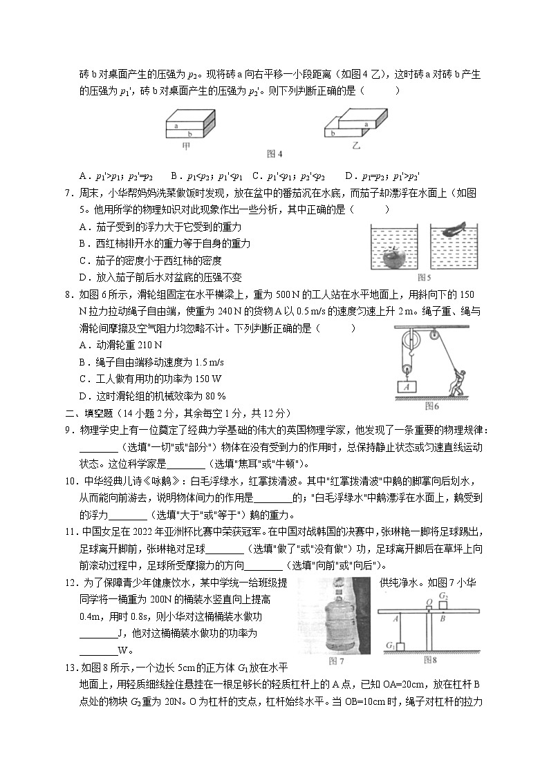 重庆市巴南区2021-2022学年八年级下学期期末检测物理试题(word版含答案)02