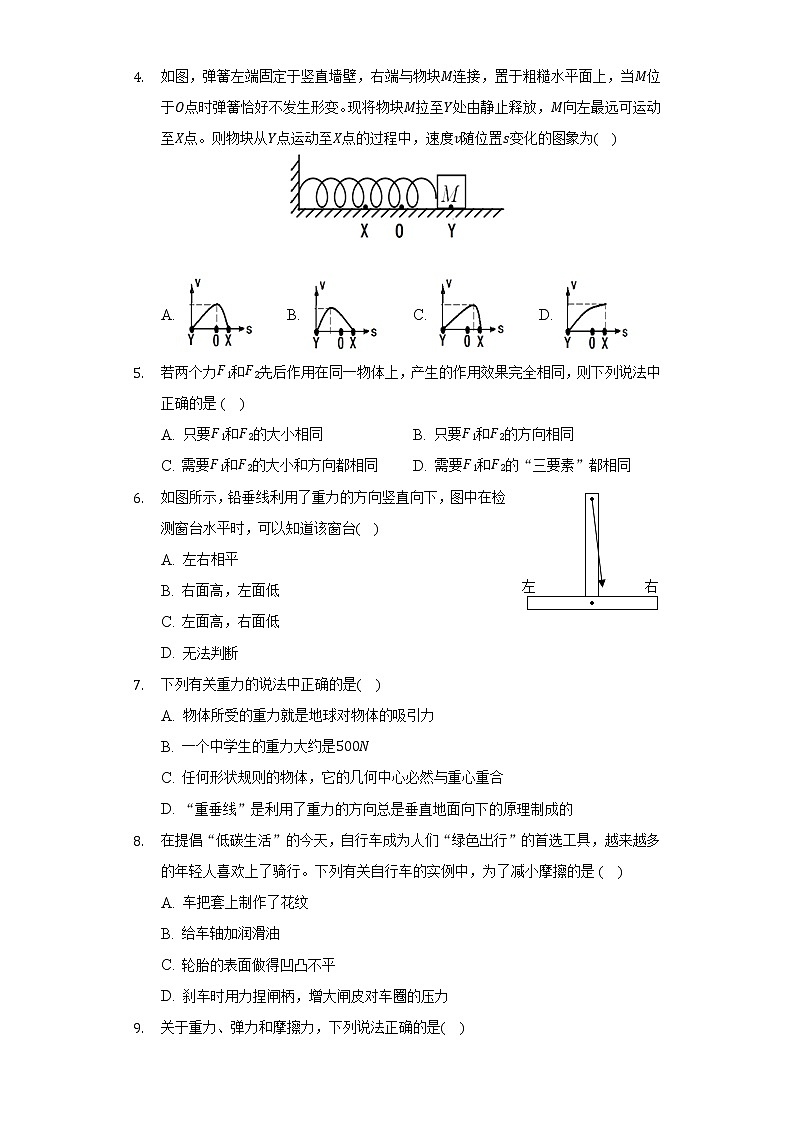 苏科版初中物理八年级下册第八章《力》单元测试卷(较易)(含答案解析)第2页
