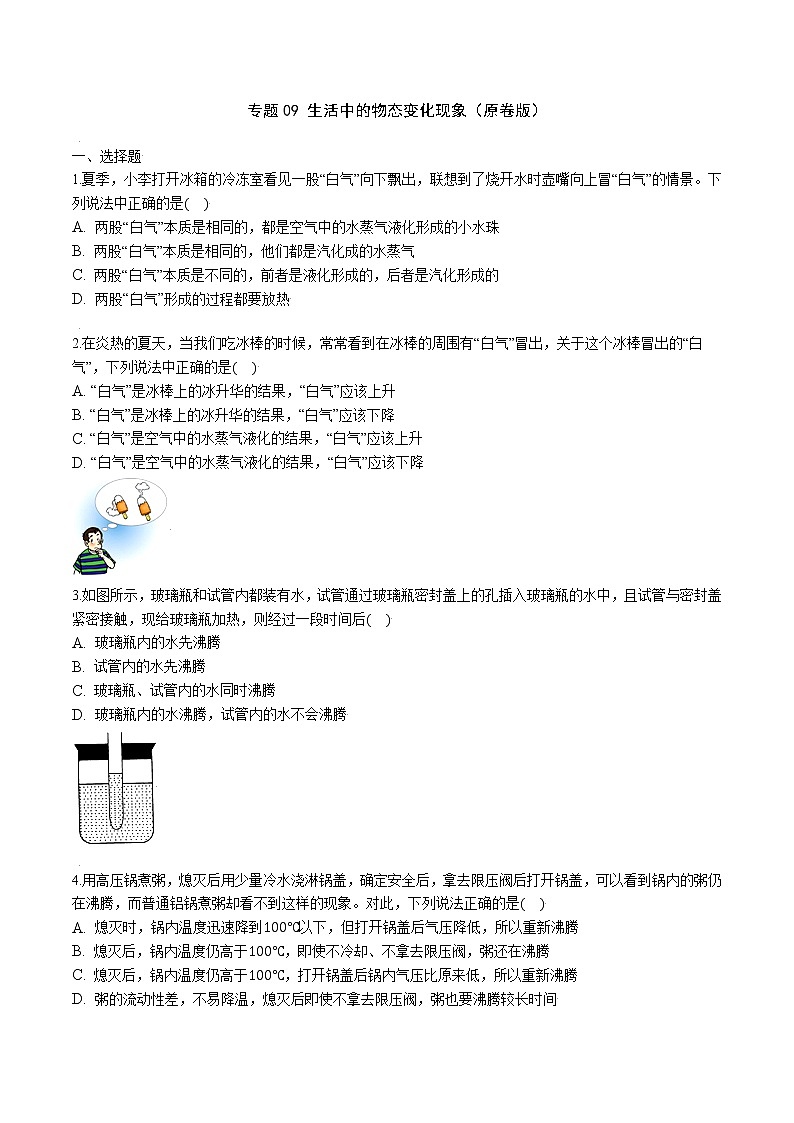 专题09 生活中的物态变化现象(原卷版)第1页