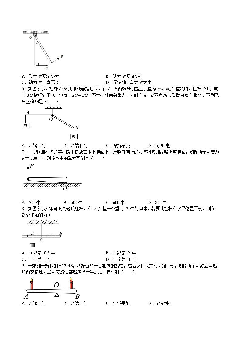 苏科版物理九年级 11.1杠杆(练习题)第2页