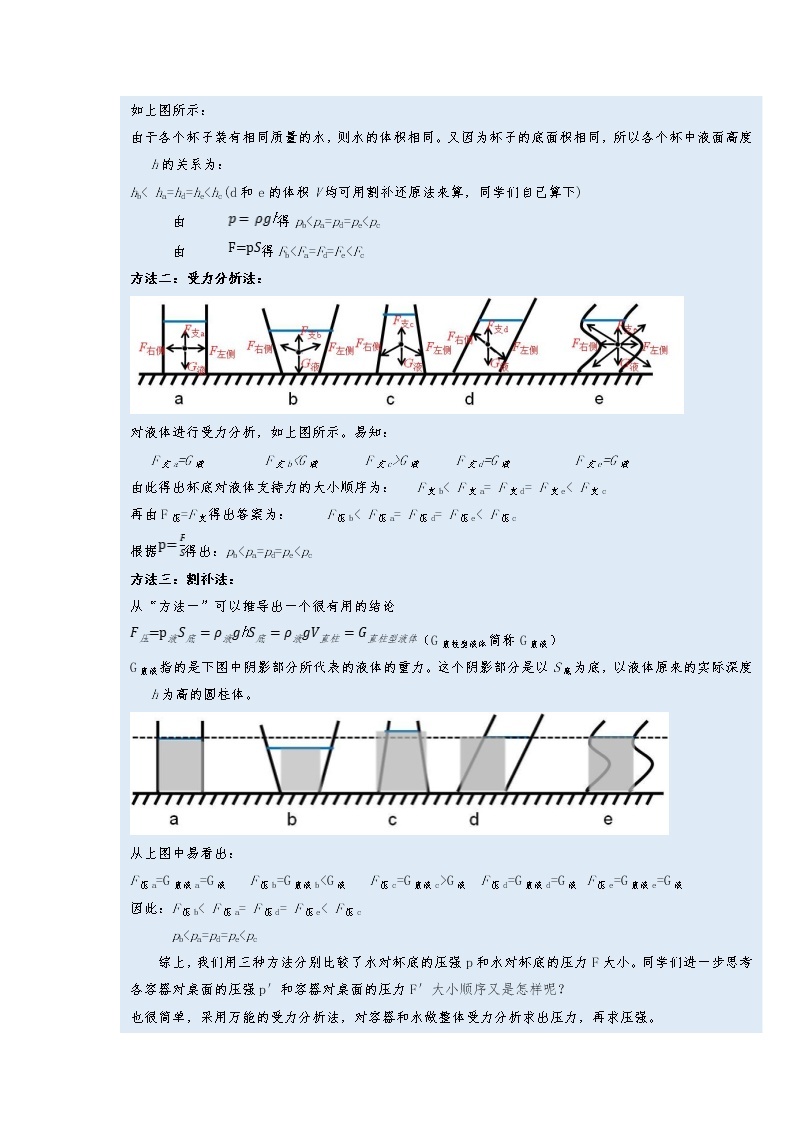 2022年通用物理中考微专题-压强-9-4   不规则容器中液体压强、压力比较（含答案）03