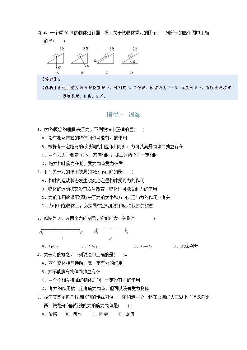 2022年通用物理中考微专题-力-7-1　力及其相关概念（含答案）03