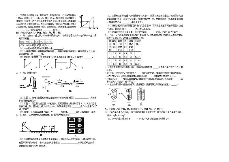 湖南省衡阳市耒阳市2021-2022学年八年级下学期期末教学质量检测物理试题(word版含答案)第2页