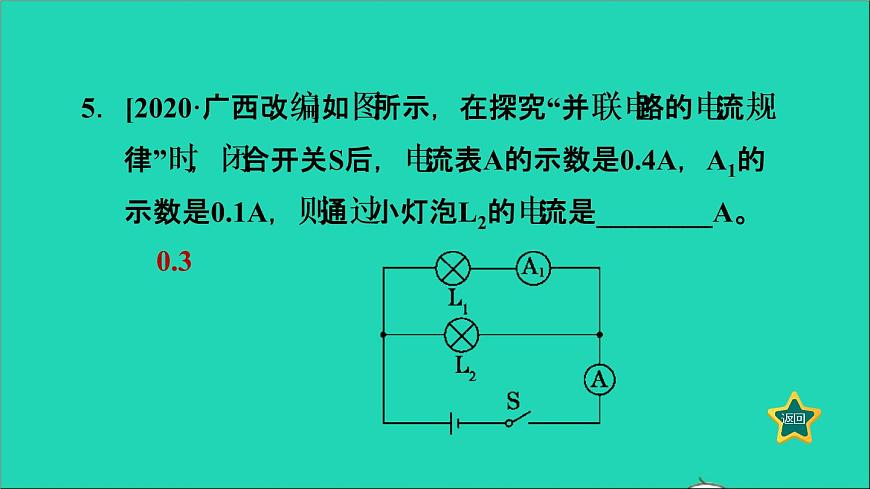 2022九年級物理上冊第4章探究電流4.1電流第2課時電路中的電流規(guī)律習題課件新版教科版第7頁