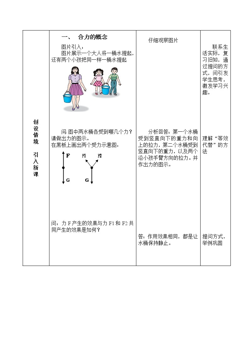 沪科版八年级物理 7.2力的合成 教案02