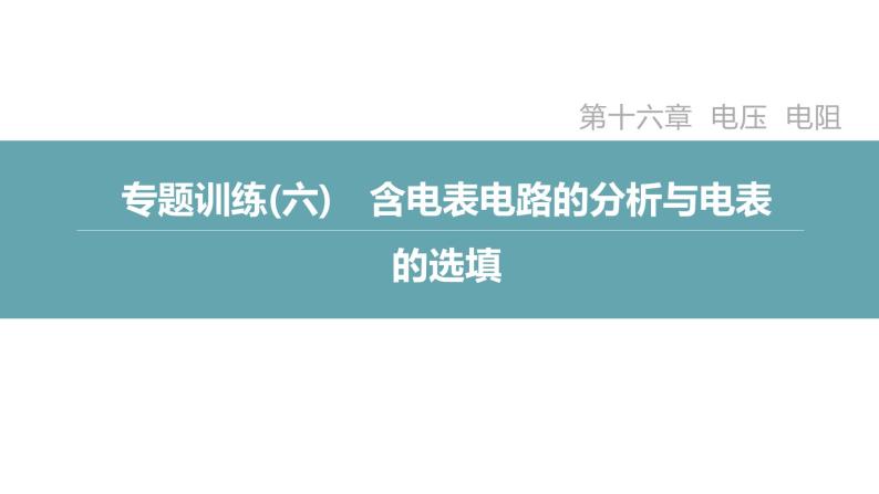 人教版九年级物理专题训练(六)　含电表电路的分析与电表的选填课件02