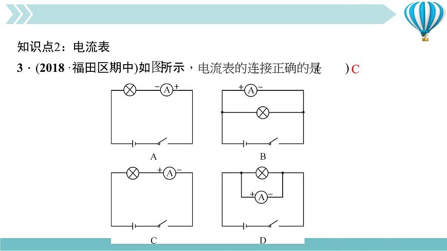 物理九年級上第15章九第4節(jié) 電流的測量作業(yè)課件第8頁