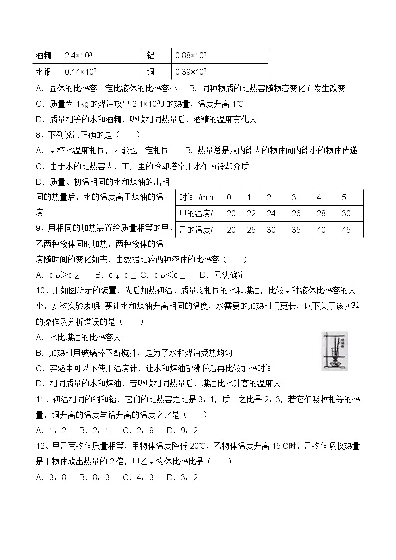 九年級物理上冊 13.3比熱容 同步練習(xí)第2頁