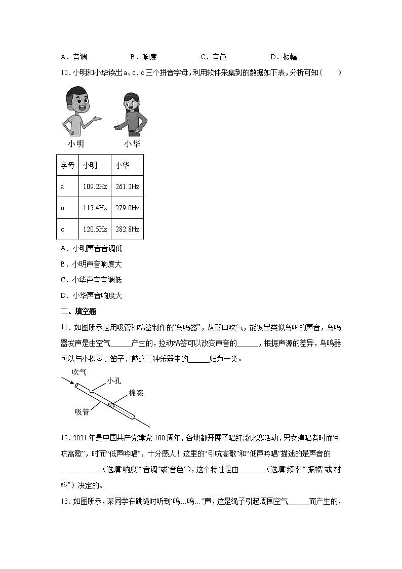 2.2声音的特性同步练习 2022-2023学年人教版八年级物理上册(含答案)第3页