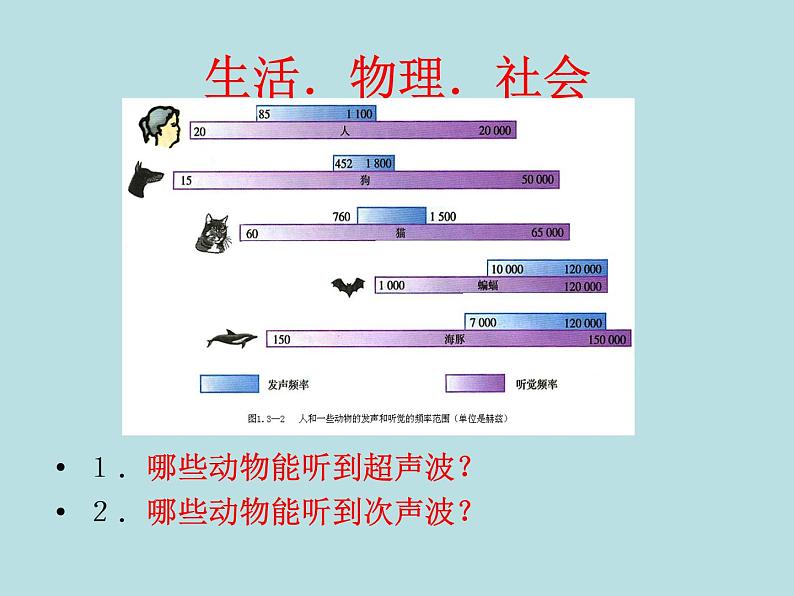 苏科版八年级上册物理 1.4 人耳听不见的声音 课件第3页