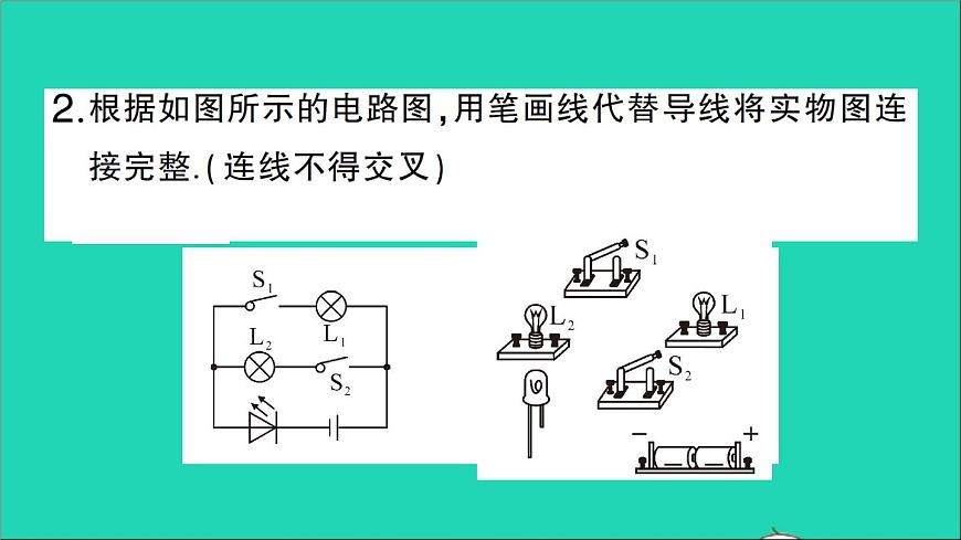 物理人教版九年級上冊同步教學(xué)課件第15章 電流和電路 專題2 電路圖與實(shí)物圖的相互轉(zhuǎn)化第3頁