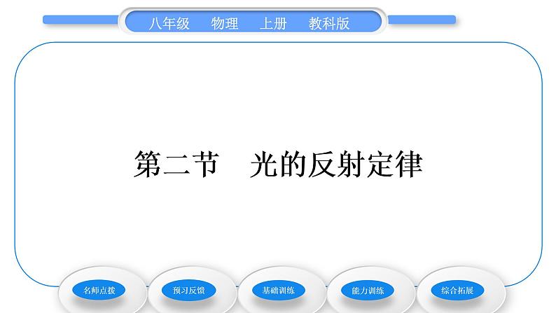 教科版九年级物理上第四章在光的世界里 第二节 光的反射定律 习题课件01