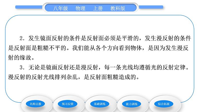 教科版九年级物理上第四章在光的世界里 第二节 光的反射定律 习题课件04