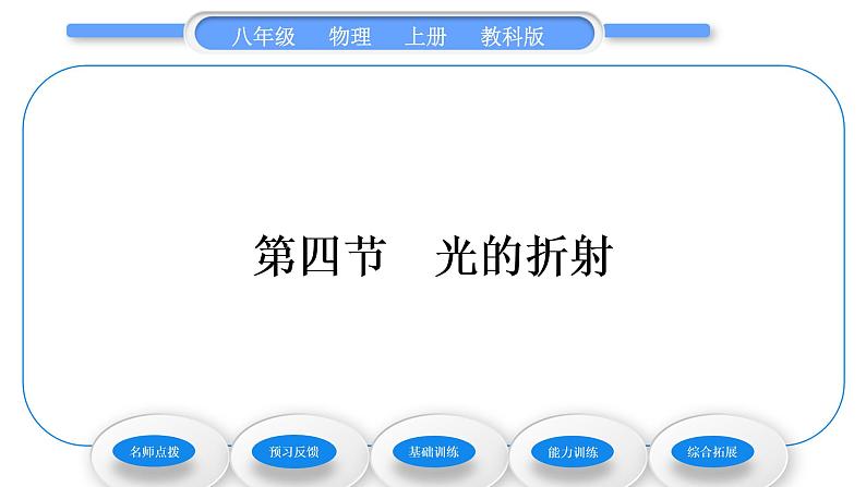教科版九年级物理上第四章在光的世界里 第四节 光的折射 习题课件第1页