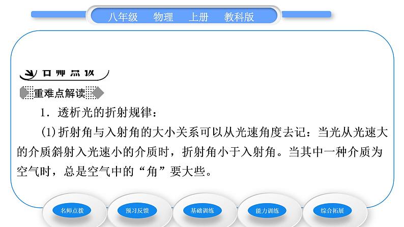 教科版九年级物理上第四章在光的世界里 第四节 光的折射 习题课件第2页