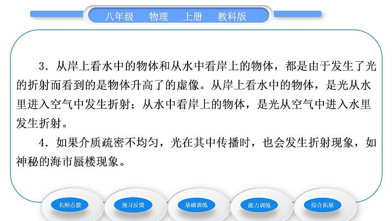 教科版九年级物理上第四章在光的世界里 第四节 光的折射 习题课件第4页