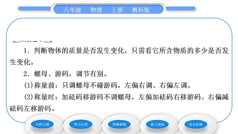 教科版九年级物理上第六章质量与密度 第一节 质 量 习题课件第4页