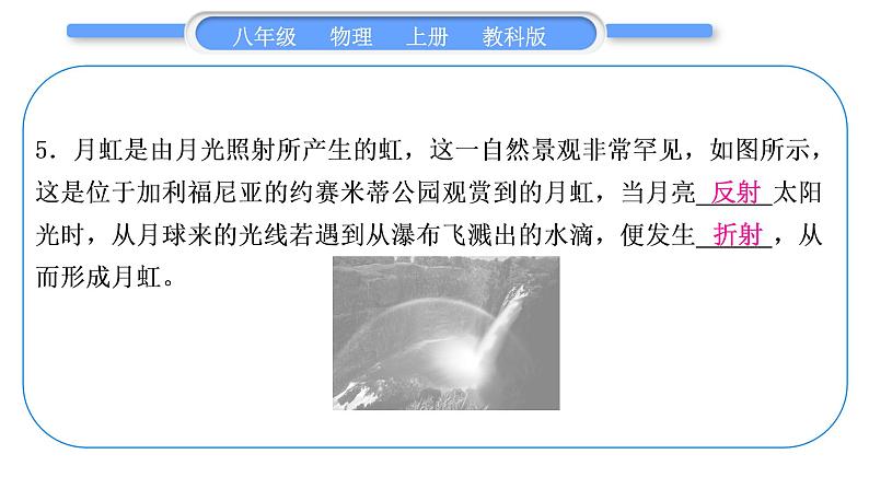 教科版九年级物理上第四章在光的世界里 小专题四 光现象辨识与光学实验 习题课件06