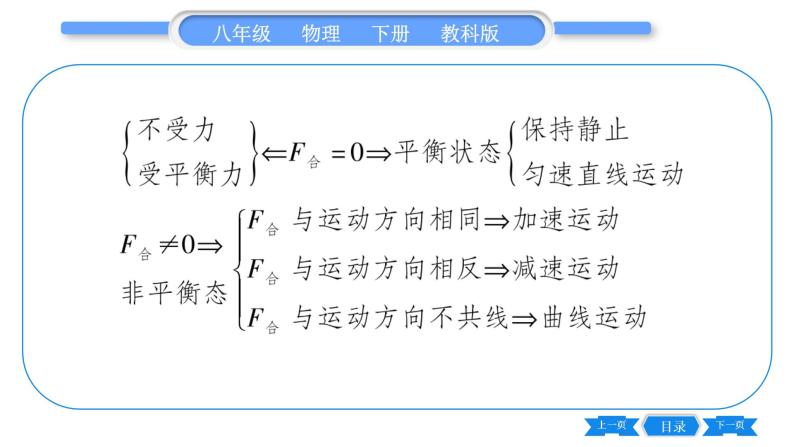 教科版八年级物理下第八章力与运动 小专题二  力与运动的关系 习题课件03