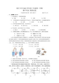 上海市徐汇中学2022-2023学年九年级上学期11月期中物理试题