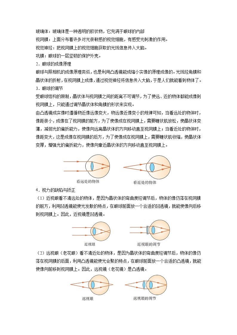 苏科版初二物理上册 4.4 照相机与眼球 视力的矫正【知识梳理+易错】(含答案)第2页