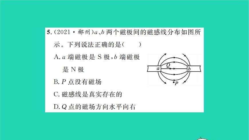 2022九年級物理全冊第十四章磁現(xiàn)象第二節(jié)磁場第1課時磁場磁感線習題課件新版北師大版第8頁