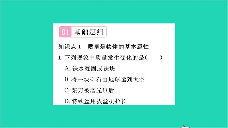 2022八年级物理全册第五章质量与密度第一节质量习题课件新版沪科版第3页