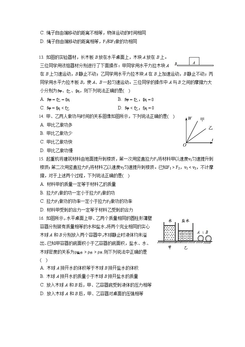 2021-2022学年福建省泉州市石狮市八年级(下)期末物理试卷(含答案解析)第3页