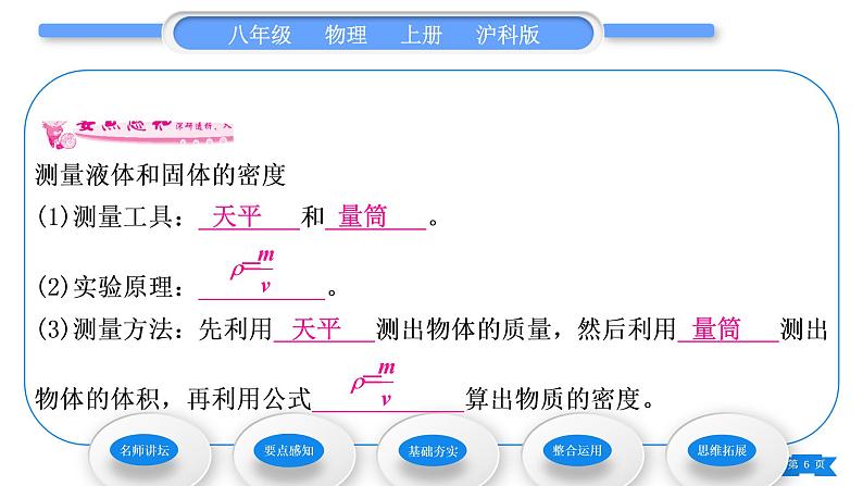 沪科版八年级物理上第五章质量与密度第三节科学探究:物质的密度第2课时测量物质的密度习题课件第6页
