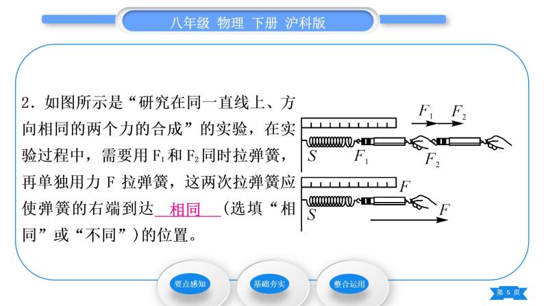 沪科版八年级物理下第七章力与运动第二节力的合成习题课件05