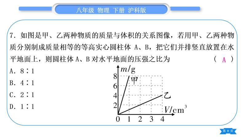 沪科版八年级物理下期末复习二第八章习题课件08