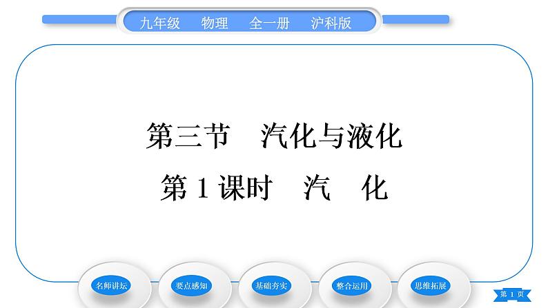 沪科版九年级物理第十二章温度与物态变化第三节汽化与液化第1课时汽化习题课件第1页