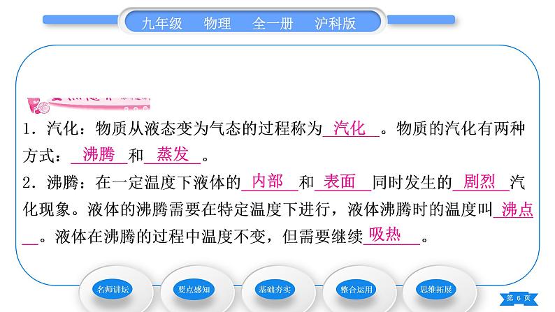 沪科版九年级物理第十二章温度与物态变化第三节汽化与液化第1课时汽化习题课件第6页