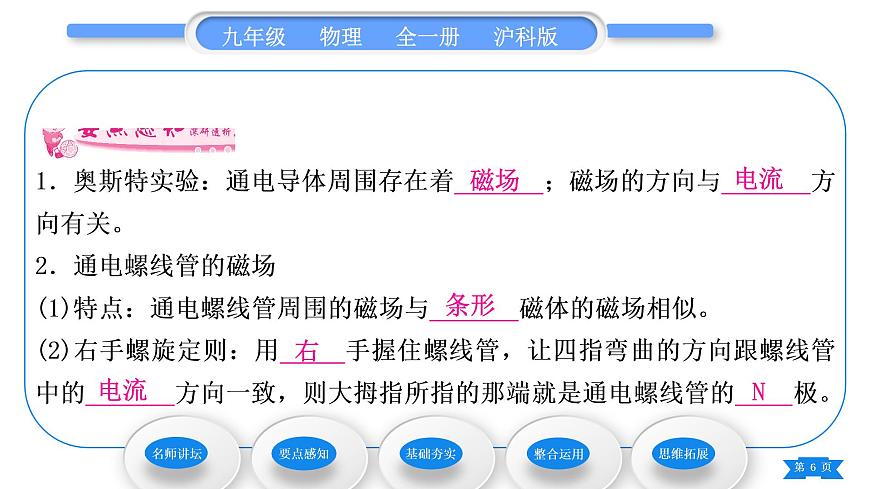 滬科版九年級(jí)物理第十七章從指南針到磁浮列車第二節(jié)電流的磁場(chǎng)第1課時(shí)奧斯特實(shí)驗(yàn)、通電螺線管的磁場(chǎng)習(xí)題課件第6頁(yè)