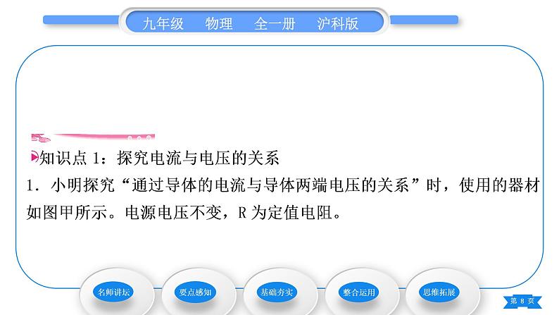 沪科版九年级物理第十五章探究电路第二节科学探究:欧姆定律第1课时电流的大小与哪些因素有关习题课件08