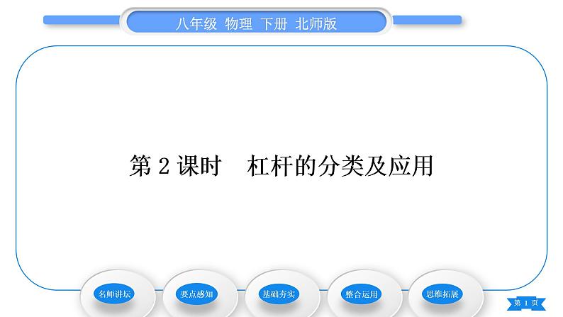 北师大版八年级物理下第九章机械和功一、杠杆第2课时杠杆的分类及应用习题课件01