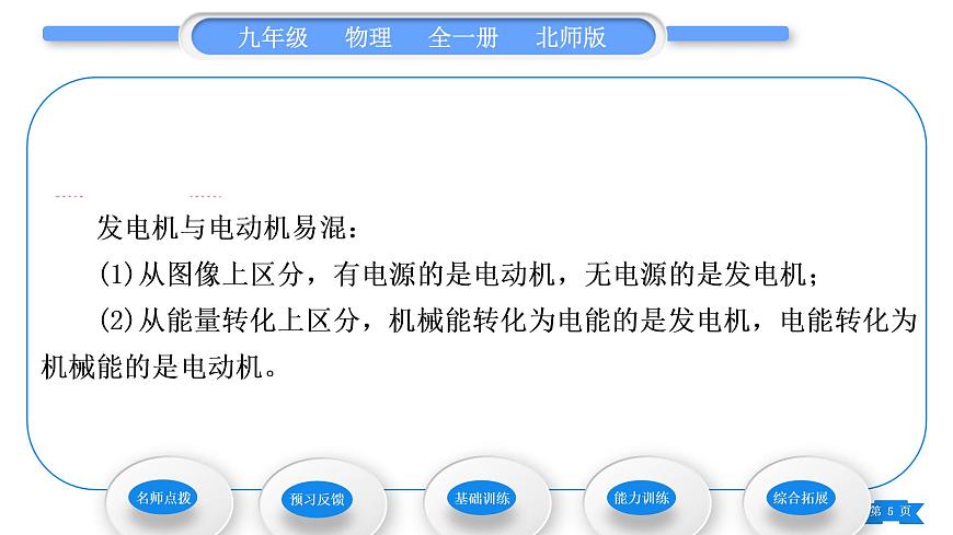 北師大版九年級物理第十四章磁現(xiàn)象第七節(jié)學生實驗：探究——產(chǎn)生感應電流的條件習題課件第5頁