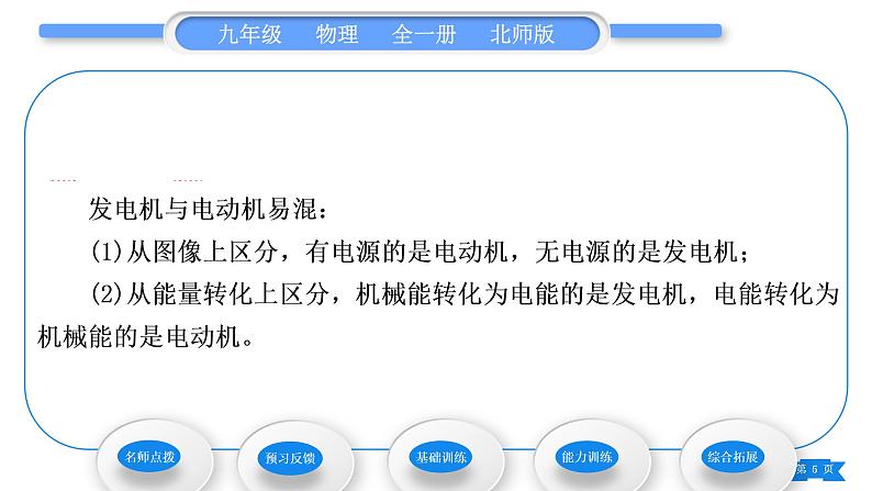 北师大版九年级物理第十四章磁现象第七节学生实验:探究——产生感应电流的条件习题课件05
