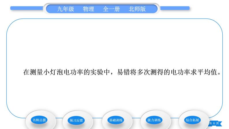 北师大版九年级物理第十三章电功和电功率第三节学生实验：探究——小灯泡的电功率习题课件06